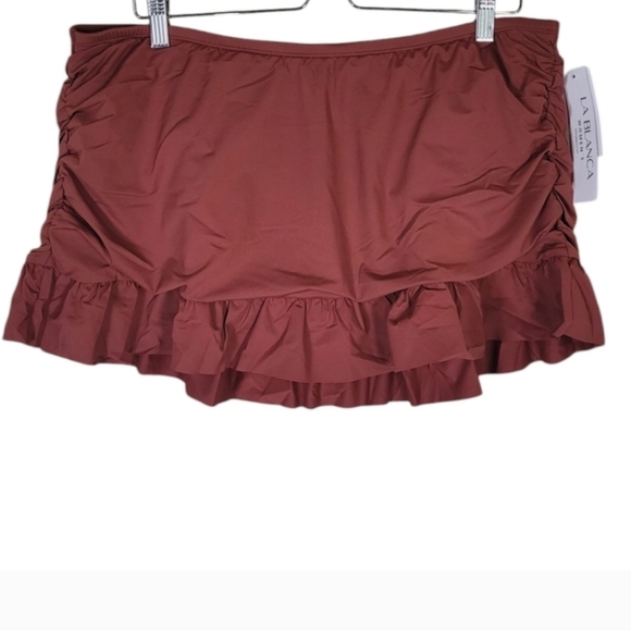 La Blanca Ruffle Swim Skirt Womens Plus Size in Cinnamon NEW - Picture 2 of 7